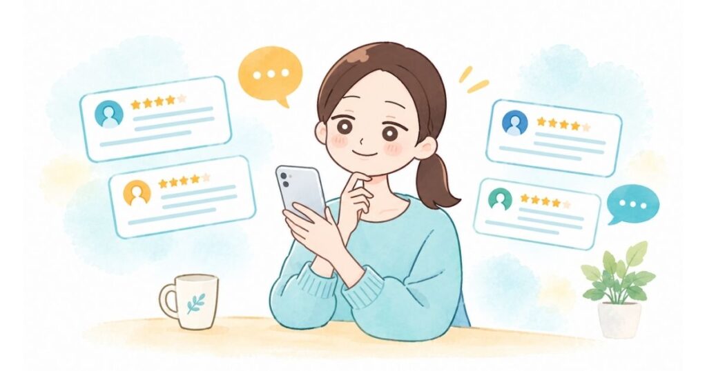 口コミを調べる女性